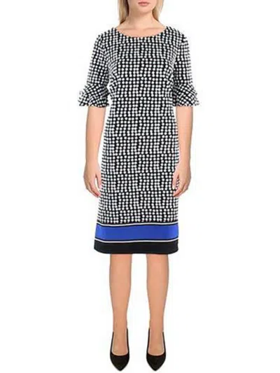 Ile Womens Polka Dot Knee-length Shift Dress In Black
