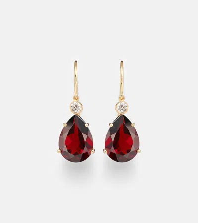 Ileana Makri 14kt Gold (750/1000) Earrings With Garnets And Diamonds