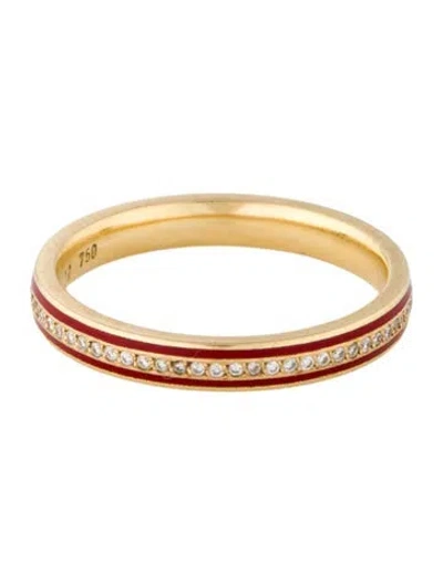 Pre-owned Ileana Makri 18k Diamond & Enamel Band In Red