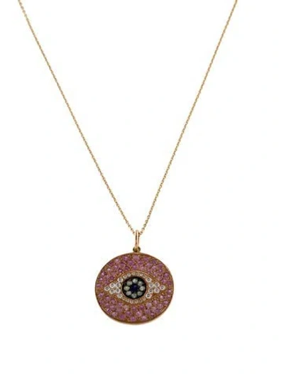 Pre-owned Ileana Makri 18k Diamond & Sapphire Blush Aurora Dawn Pendant W/ Unbranded Chain, 18" In Multi