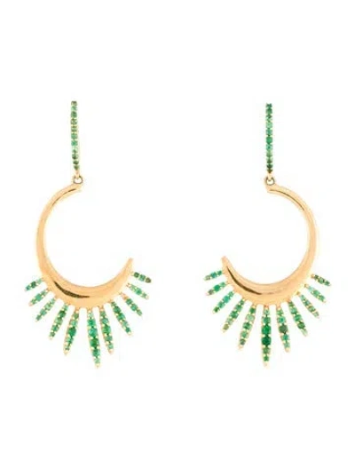 Pre-owned Ileana Makri 18k Grass Sunrise Leaves Earrings In Multi