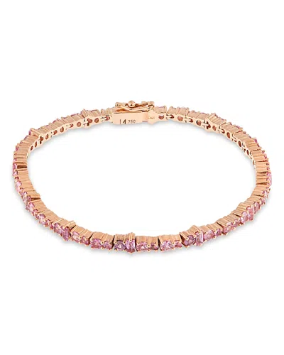 Ileana Makri 18k Rose Gold Fine Rivulet Pink Sapphire Link Bracelet