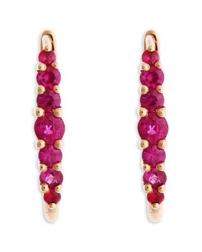 Ileana Makri 18k Rose Gold Fine Rivulet Ruby Hoop Earrings In Pink