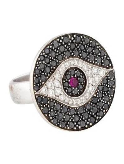 Pre-owned Ileana Makri 18k Ruby & Diamond Evil Eye Dawn Cocktail Ring In Multi