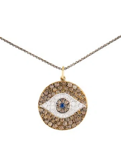 Pre-owned Ileana Makri 18k Sapphire & Diamond Dawn Pendant Necklace, 16" In Multi