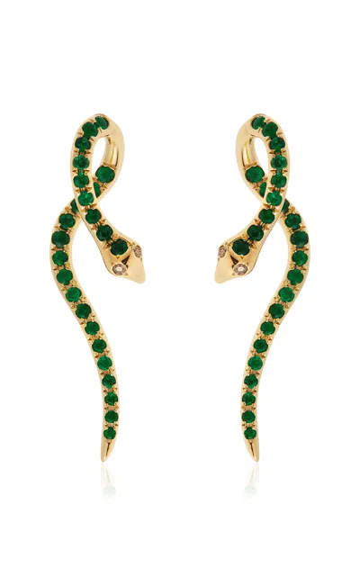 Ileana Makri 18k Yellow Gold Boa Emerald Earrings
