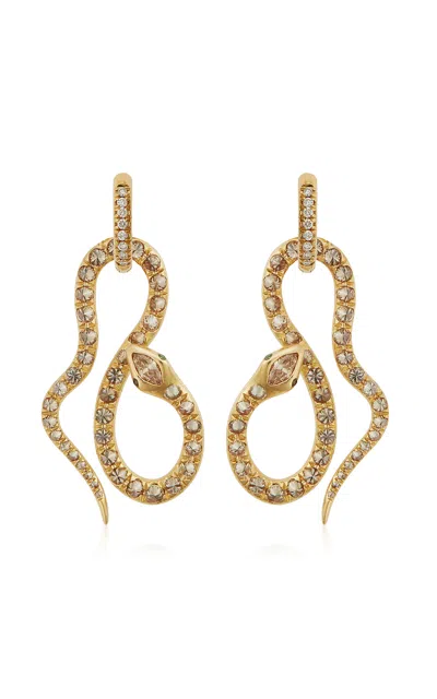 Ileana Makri 18k Yellow Gold Celestial Snake Pave Hoops