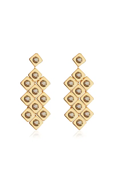 Ileana Makri 18k Yellow Gold Diamond Tile Curtain Earrings