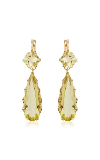 Ileana Makri 18k Yellow Gold Double Crown Drops Lemon Topaz Earrings