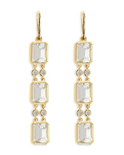 Ileana Makri 18k Yellow Gold Fine Crown White Topaz & Diamond Drop Earrings