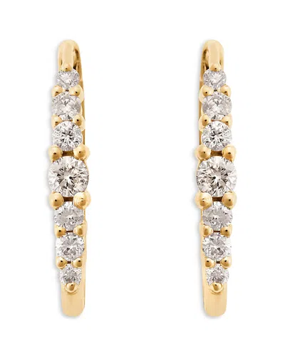 Ileana Makri 18k Yellow Gold Fine Rivulet Champagne Diamond Hoop Earrings