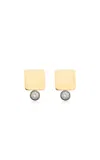 Ileana Makri 18k Yellow Gold Floating Diamond Large Tile Studs