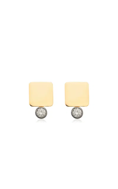 Ileana Makri 18k Yellow Gold Floating Diamond Large Tile Studs