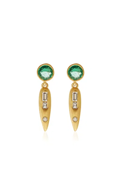Ileana Makri 18k Yellow Gold Grass Beam Earrings