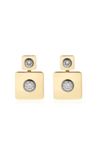 Ileana Makri 18k Yellow Gold Tile Drop Diamond Earrings