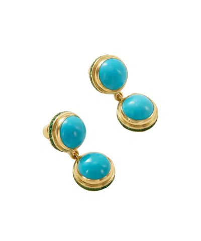 Ileana Makri 18-karat Gold, Turquoise And Tsavorite Earrings In Blue