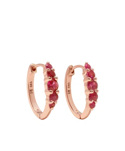 Ileana Makri Rivulet Medium 18-karat Rose Gold Ruby Hoop Earrings In Red