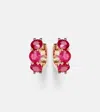 Ileana Makri 18kt Rose Gold Hoop Earrings With Rubies In Pink