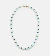 Ileana Makri 9kt Gold Beaded Necklace With Opal And Apatite In White