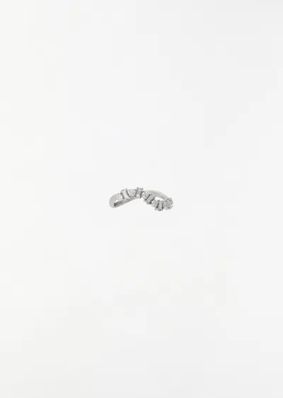 Ileana Makri Baguette Wave Ring In White