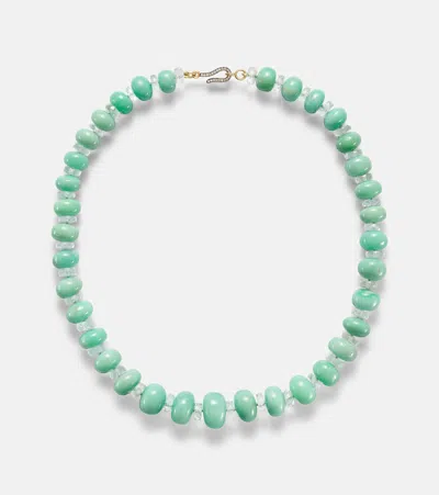 Ileana Makri Beaded Necklace With Chrysoprases, Topaz, And Diamonds In Green