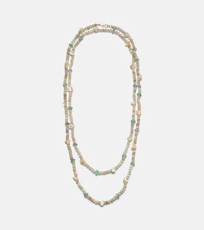 Ileana Makri Beaded Necklace With Gemstones In Gold