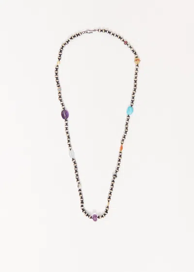 Ileana Makri Black Agate Stripe Beaded Necklace 39 80cm In Multi
