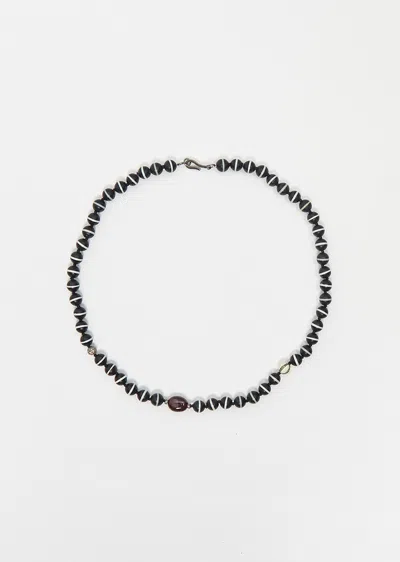 Ileana Makri Black Onyx Stripe Beaded Necklace 107 50cm In Black Striped Onyx Beads