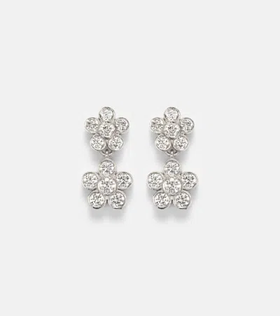 Ileana Makri Blossom Daisy Duo 18kt White Gold Earrings With Diamonds In Silver