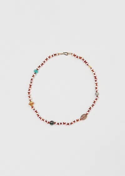 Ileana Makri Brown Agate Stripe Beaded Necklace, 45cm