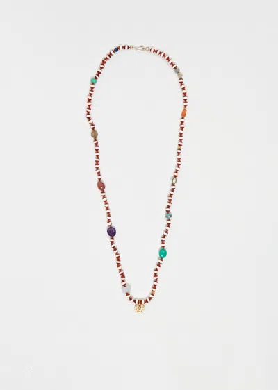 Ileana Makri Brown Agate Stripe Beaded Necklace 50 75cm In Multi