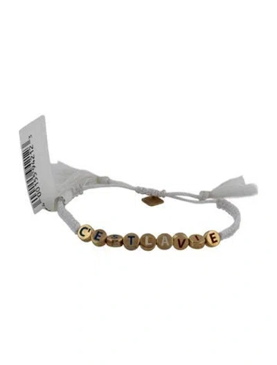 Pre-owned Ileana Makri Emily In Paris "cest La Vie" Adjustable Bracelet, 8" In Blue/red/white