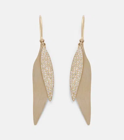 Ileana Makri Falling Leaves 18kt Gold Drop Earrings With Diamonds