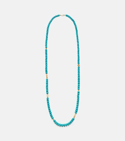 Ileana Makri Horizon 18kt And 9kt Gold Beaded Necklace With Turquoises In Blue