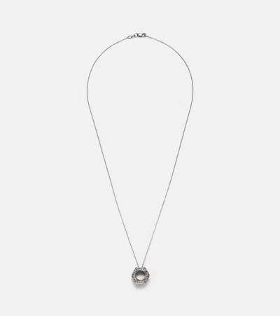 Ileana Makri Nut Pendant Sterling Silver And White Gold Necklace With Black Diamonds