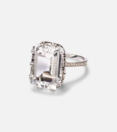 Ileana Makri Oblong 18kt White Gold Ring With Topaz And Diamonds