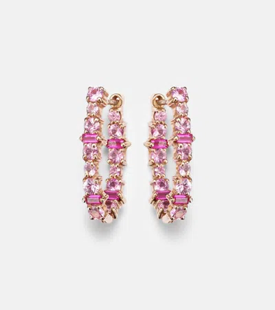 Ileana Makri Rivulet 18kt Gold Hoop Earrings With Sapphires And Rubies In Pink Sapphire & Ruby