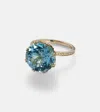 Ileana Makri Solitaire Crown 18kt Gold Ring With Topaz And Diamonds In Gold