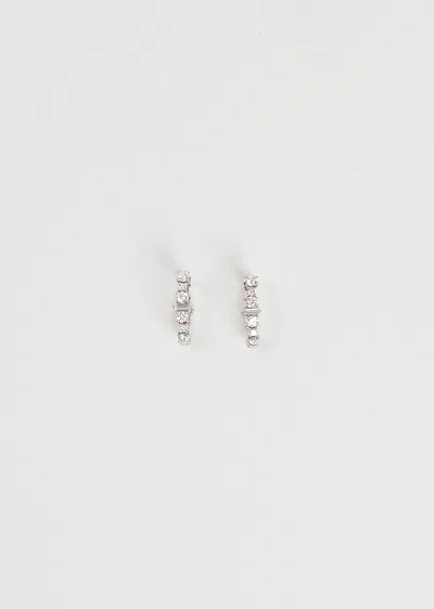 Ileana Makri White Diamond Rivulet Spread Oval Hoops In Silver