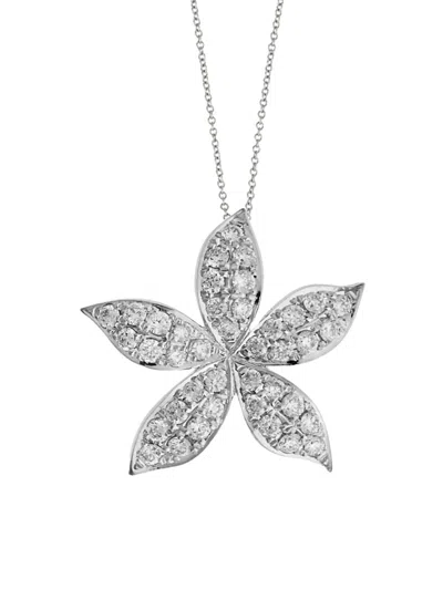 Ileana Makri Women's Blossom Waterfall Flower 18k White Gold & 0.10 Tcw Diamond Pendant Necklace In Silver