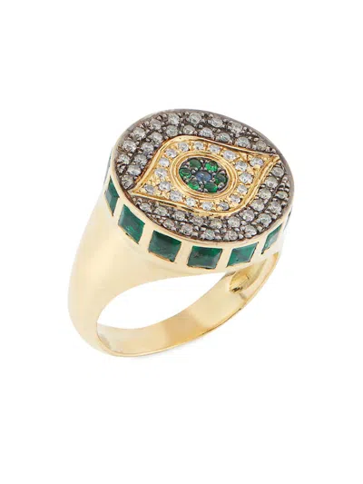Ileana Makri Women's Dawn Candy Chevalier 18k Yellow Gold & Multi-gemstone Eye Pinky Ring