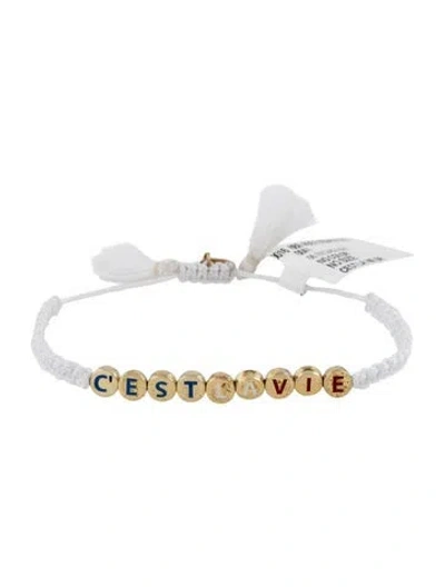 Pre-owned Ileana Makri X Emily In Paris Enamel & Cord C'est La Vie Friendship Bracelet, 7.5" In Blue/red/white