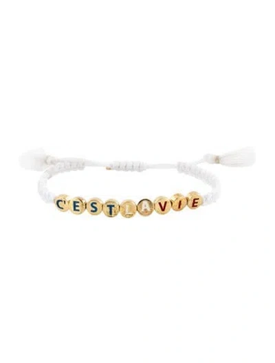 Pre-owned Ileana Makri X Emily In Paris Enamel & Cord C'est La Vie Friendship Bracelet In Blue/red/white