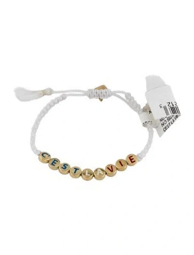 Pre-owned Ileana Makri X Emily In Paris Enamel & Cord C'est La Vie Friendship Bracelet In Blue/red/white