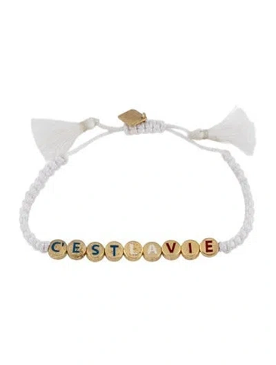 Pre-owned Ileana Makri X Emily In Paris Enamel & Cord C'est La Vie Friendship Bracelet In Blue/red/white