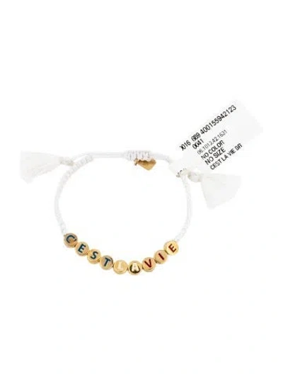 Pre-owned Ileana Makri X Emily In Paris Enamel & Cord C'est La Vie Friendship Bracelet In White