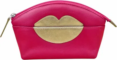 Ili New York Hot Lips Cosmetic Case In Pink & Light Gold