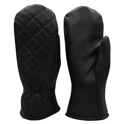 Ili New York Women's Quilted Leather Mittens In Black