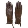 Ili New York Women's Side Zip Ruched Tech Leather Gloves In Brown In Brown