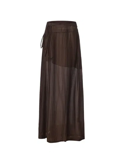 Ili Node Fallon Tie-fastening Maxi Skirt In Brown